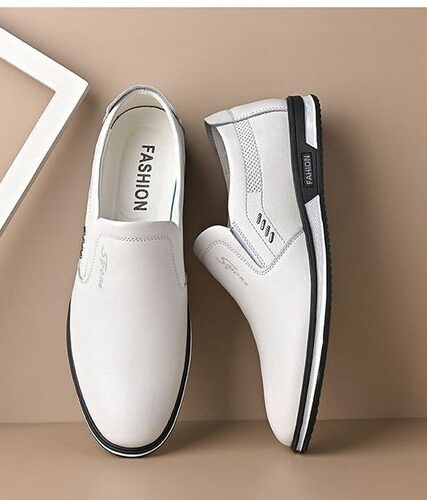 Men's Casual Oxfords Pu Leather Loafers Brogues Shoes Wedding White